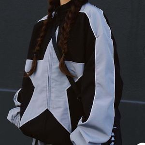 Reflective Stripe Star Zipper Jacket
size M